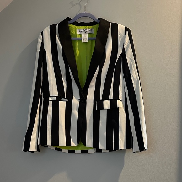 Halloween Jackets & Blazers - Striped Women's Blazer in Black and White